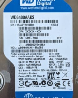Disque dur 3,5" Western Digital Caviar Blue 640Go / WD6400AAKD / Testé 100% OK – Image 2