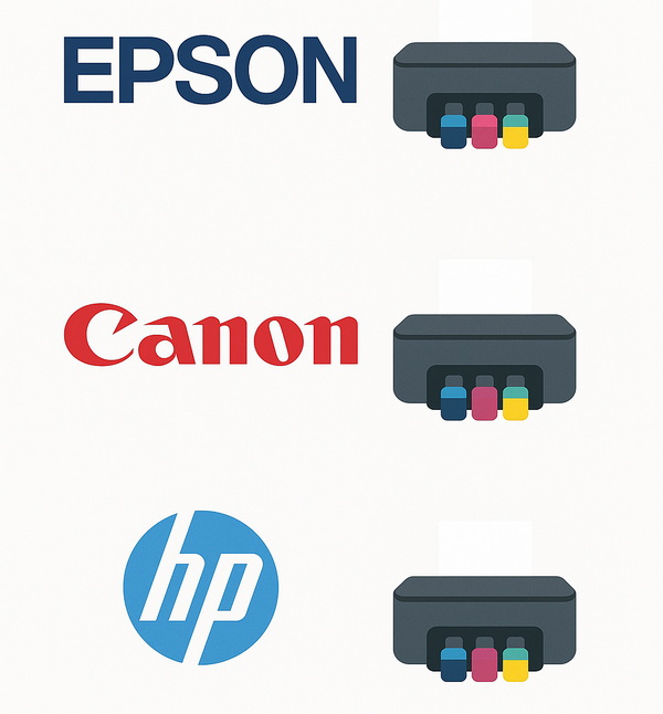 Marques qui proposent des imprimantes avec réservoirs d'encre (Epson, Canon, HP)