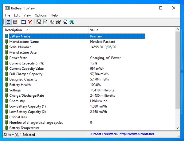Utilitaire pour vérifier l'état de sa batterie sous Windows