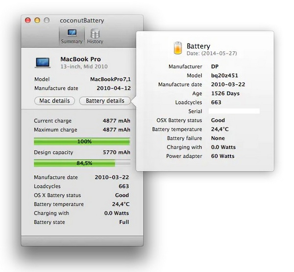 Logiciel qui indique l'état de santé de la batterie d'un Macbook