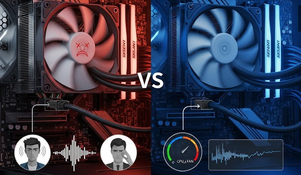 Mauvais branchement d'un ventirad VS branchement correct