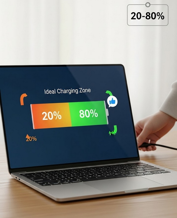 La zone idéale de recharge (20-80%) pour un PC portable