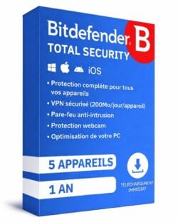 Bitdefender Total Security, protection complète pour 5 appareils (PC, Mac, smartphone, tablette)