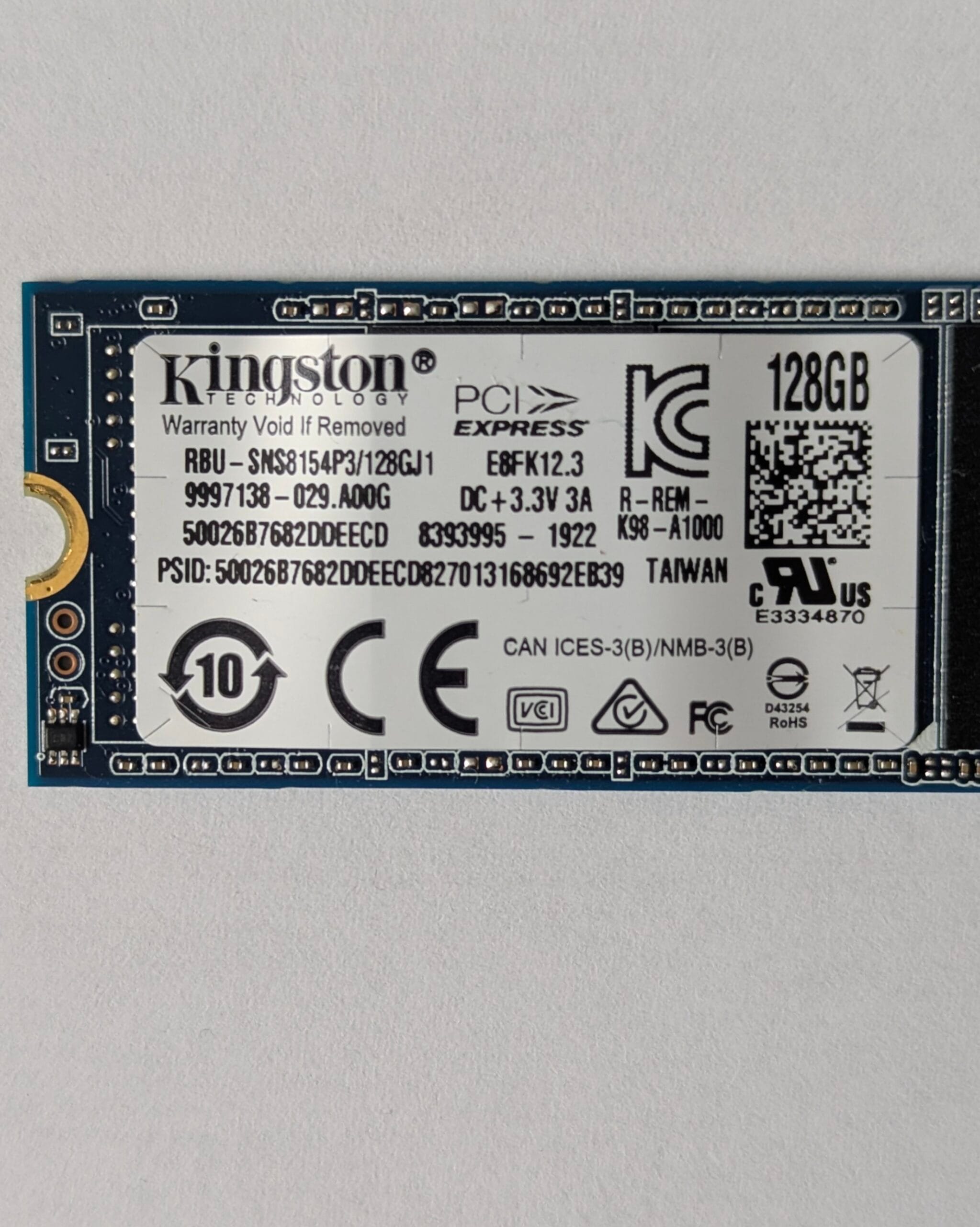SSD Kingston M2 NVMe - 128 GB – PCIe 3.0 (SNS8154P3/128GJ1) – Image 2