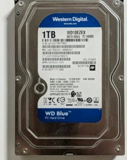 Vue du dessus d'un disque dur 3,5" Western Digital d'une capacité de 1To