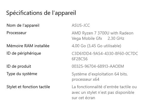 Carte Mère Asus Vivobook M712 M712D X712DA Ryzen 7 3700U - 4Go RAM (60NB0PI0-MB1300) – Image 7