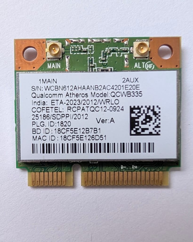Carte Wifi Bluetooth Qualcomm Atheros QCWB335 d'occasion pour PC portable Asus X550 X551M X555L et Acer Aspire E5-571
