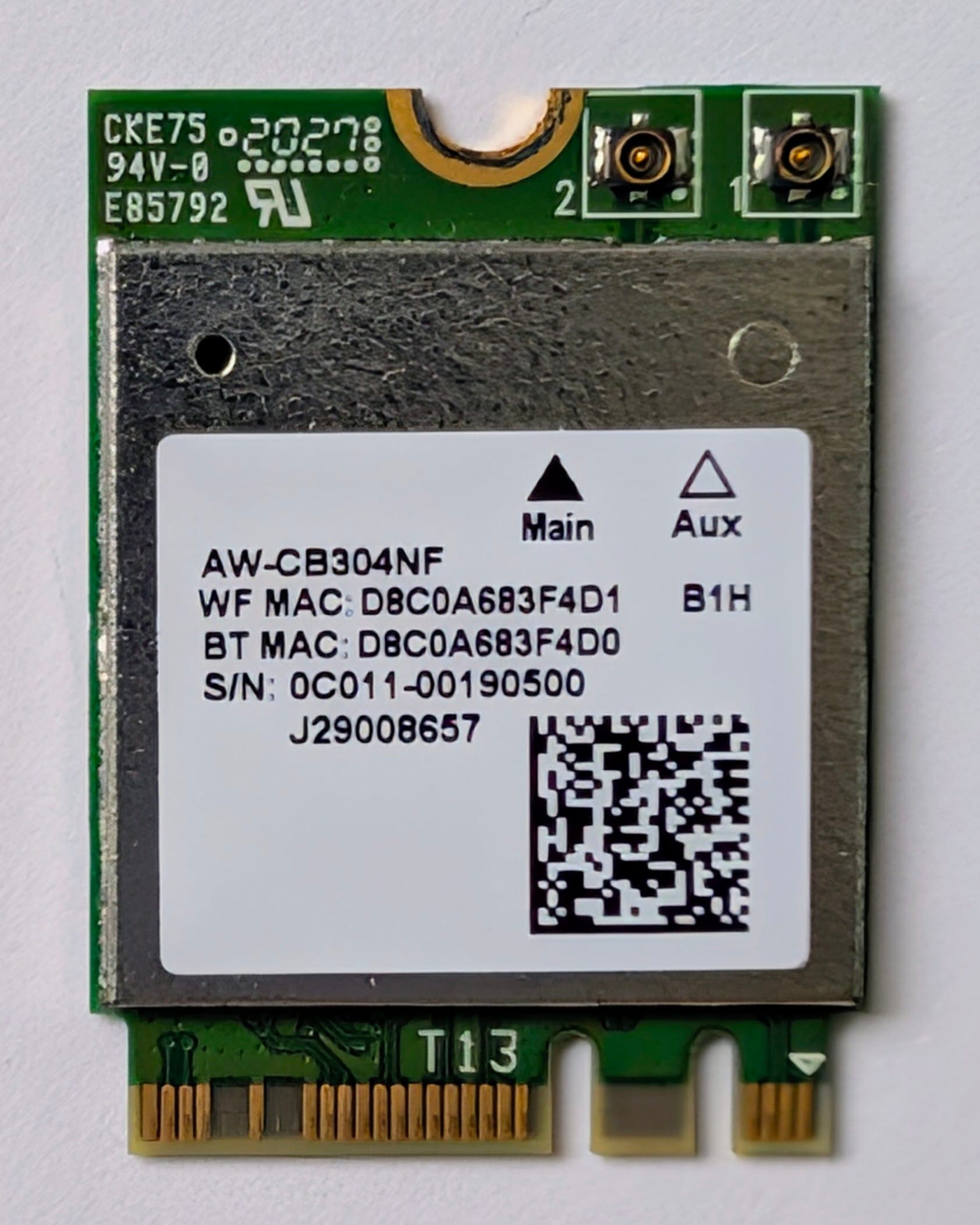 Carte Wifi M.2 Bluetooth Realtek RTL8821CE AzureWave AW-CB304NF d'occasion pour PC portable Acer Aspire A315 A515 Swift 3