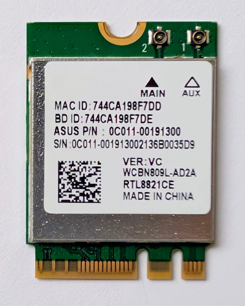 Carte Wifi M.2 Bluetooth Realtek RTL8821CE d'origine ASUS P/N 0C011-00191300 d'occasion pour PC portable Asus X540 X541 X556 Vivobook